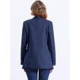 thumbnail image 3 of DARING DIVA Women's Faux Suede Lapel Collar One Button Dressy Suit Jacket S Navy Blue, 3 of 6