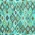 thumbnail image 1 of Ahgly Company Machine Washable Indoor Square Southwestern Turquoise Blue Country Area Rugs, 6' Square, 1 of 4