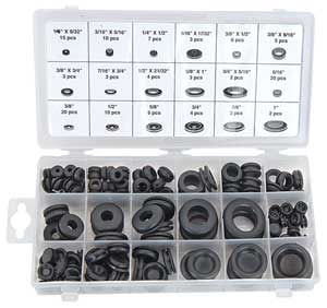 125 PIECE RUBBER GROMMET PLUG BLIND BLANKING SET GROMMETS OPEN CLOSED WIRING NEW 