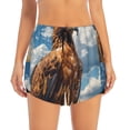 thumbnail image 2 of Yiaed Blue Sky White Cloud Eagle Print Women's Running Shorts with Liner 3 Zipper Pockets Elastic Workout Athletic Gym Yoga Shorts-Small, 2 of 7
