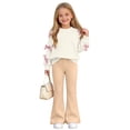 thumbnail image 6 of Cethrio Girls Outfit Sets 2 Piece, Spring Fall Pullover Printed Long Sleeve Girls' Clothing Sets Khaki Size 9-10 T, 6 of 9