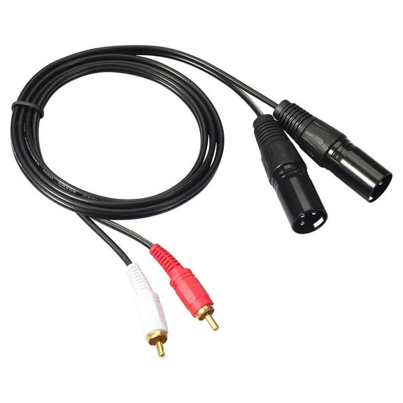 husxh 2 RCA Male To Dual XLR Male Stereo Cable Adapter Wire Professional Connection Cable for Microphone Mixer Headphone Amplifier