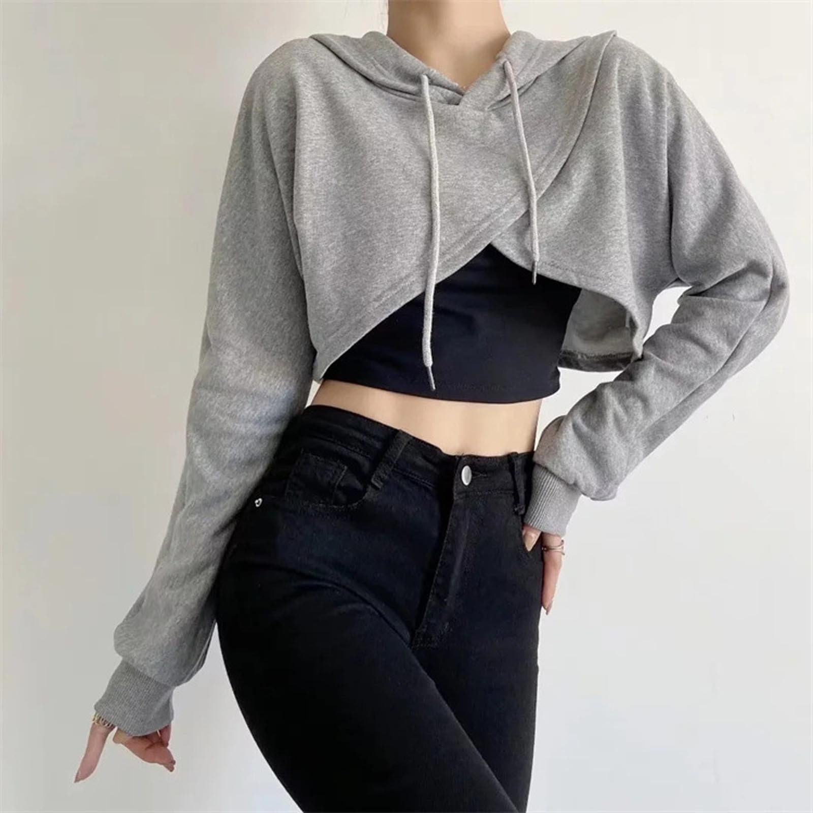 tank top under crop hoodie