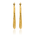 thumbnail image 3 of 14K Solid Yellow Gold Twisted Oval Medium Hoop Earrings, 3 of 10
