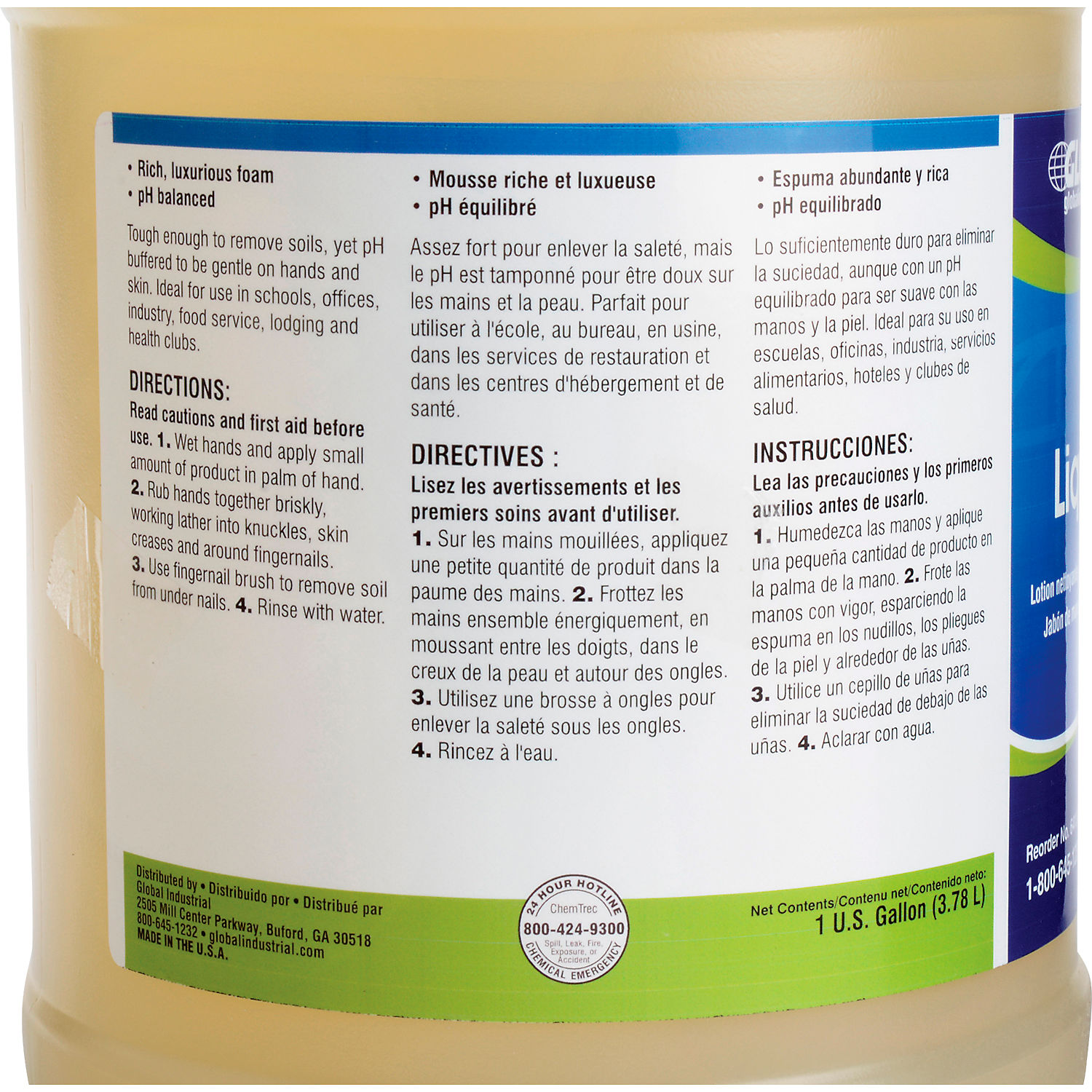 Global Industrial Liquid Hand Soap, Clear, Case Of Four 1 Gallon Bottles