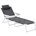 thumbnail image 1 of Outsunny Outdoor Lounge Chair with Adjustable Backrest, Charcoal Grey, 1 of 10