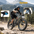 thumbnail image 4 of TRIWILL 26"Electric Bike for Adults, 750W Rated E-Mountain Bicycle, 28MPH Class 3 Fat Tire Ebike, 48V 15Ah Removable Battery, 7 Speed and Front Suspension with Rear Rack, UL2849, 4 of 9