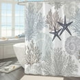 thumbnail image 6 of Nautical Coastal Shower Curtain, Ocean Beach Seashell Starfish Themed Shower Curtain for Bathroom Decor, Marine Underwater Waterproof Fabric Shower Curtain Set with Hooks, 72x72, Taupe, 6 of 6
