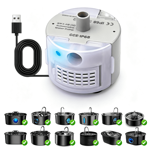BPPEG Cat Water Fountain Pump,Cat Fountain Pumps Replacement Submersible Motor,Pet Water Fountain Pump for Stainless Steel Cat Water Dispenser (Pump)
