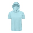 thumbnail image 5 of Mens UPF 50+ Sun Protection Shirts Hoodie with Mask Quick Dry Short Sleeve Lightweight Fishing Shirt Hiking Top Sky Blue L, 5 of 7