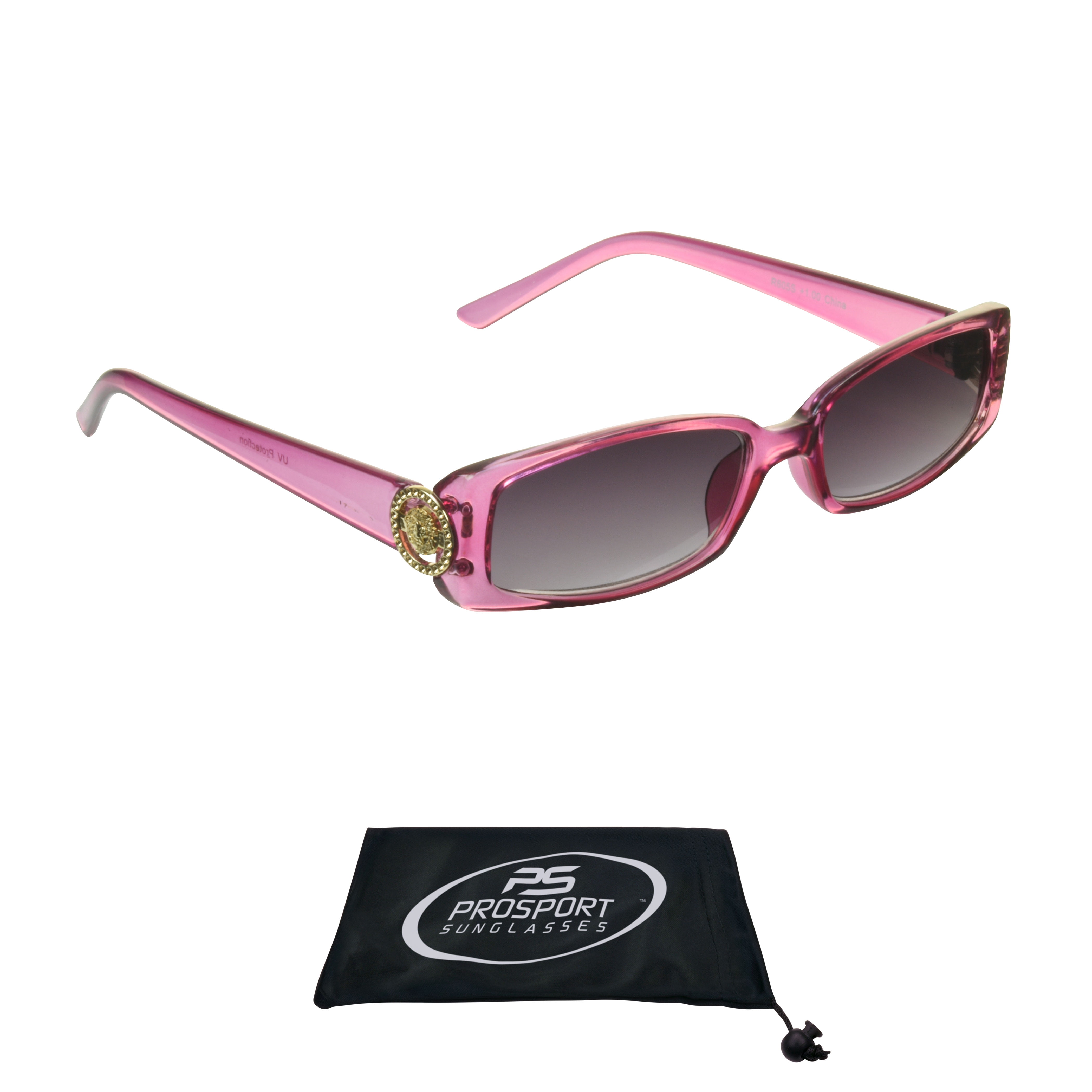 proSPORT Reading Sunglass Reader Light Rectangle Pink Frame Women NOT