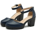 thumbnail image 6 of DADAWEN Women's Ankle Strap Platform Dress Wedding Shoes with Chunky Mid Heels and Closed Toe, 6 of 7