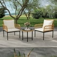 thumbnail image 4 of Garvee 3 Pieces Outdoor Patio Furniture Set with Table, All-Weather Boho Wicker Rattan Patio Sectional Sofa, Metal Frame, Detachable Cushions, for Patio, Balcony, Backyard, Deck, Poolside, Beige, 4 of 8
