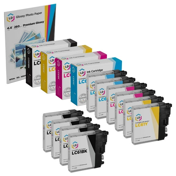 LD Products Compatible Ink Cartridge Replacement for Brother LC61 Series (4 Black, 2 Cyan, 2 Magenta, 2 Yellow, 10-Pack)