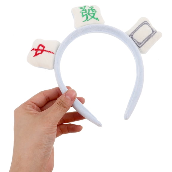 WORGEOUS 2pcs Soft Flannel Mahjong Headbands for Women, Cute Elastic Hair Bands for Face Washing, Skincare, Daily Wear, Mahjong Game Accessories