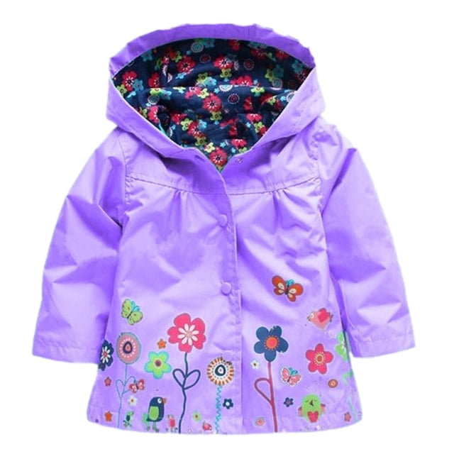 LSLJS Manteau de Pluie pour Enfants, Manteau de Pluie pour Filles Manteau de Pluie pour Enfants Manteau à Capuche Vêtement d'Extérieur Vêtements pour Enfants Veste ( Violet, 4 Ans)