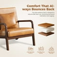 thumbnail image 5 of JULY'S SONG Mid Century Modern Accent Chair with Pillow, Leather Upholstered Reading Chair with Wood Frame, 25.6" W Arm Chairs in Living Room,Brown-Leather, 5 of 9