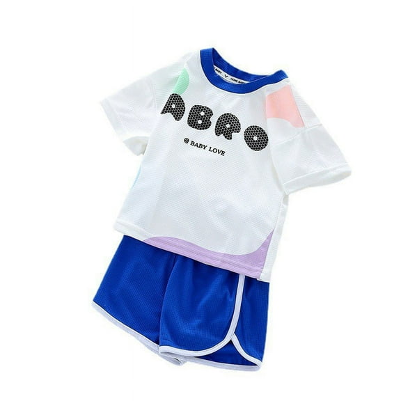 Boys and girls summer new round neck digital short sleeved set trendy t-shirt shorts casual fashion two-piece set