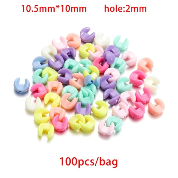 100 Unids / Bolsa Acrílico Macaron Color caramelo Agujero recto Perlas sueltas Perlas de bricolaje Gao Jiahui unisex