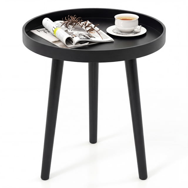 Costway 1 PCS Table d'Appoint Ronde Canapé Table Basse Bout de Canapé Table d'Accent Table de Nuit Mobilier pour la Maison Noir
