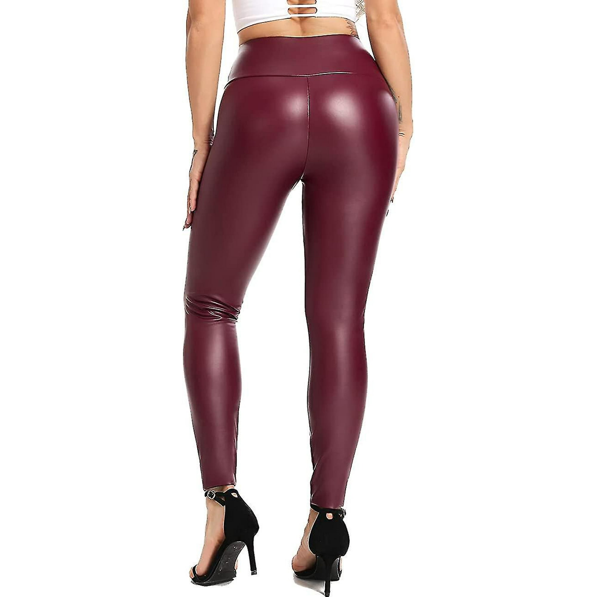 Yeegool Women s Stretchy Faux Leather Slim Fit Wet Look Leggings Pants. Sexy Black High