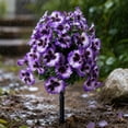 thumbnail image 3 of Doghiosgha 1 Pc 17.7 Inch Artificial Pansy Flower Stake Faux Outdoor Plants Pick for Garden Patio Yard Pathway Decor, Purple, 3 of 6