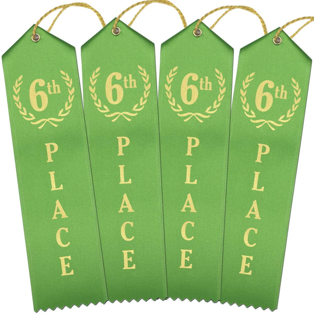 RibbonsNow 6th Place Award Ribbons - 100 Green Ribbons with Card ...