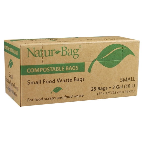 Natur-Bag NT1075-RTL-00004 Small Food Waste Compostable Bag, 3 Gallon