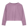 thumbnail image 6 of Sgkm Girls Athletic Shirts Open Back Crop Tee Short Sleeve Workout Top for Yoga Gym Running Summer Activewear Dark Purple 9-10 Years, 6 of 8