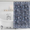 thumbnail image 3 of Navy Blue Floral Boho Shower Curtain, Waterproof Shower Curtains for Bathroom, Ethnic Tribe Abstract Art Flower Washable Fabric Bathtub Curtain Set Bath Decor with 12 Hooks Stall 36"x72", 3 of 8