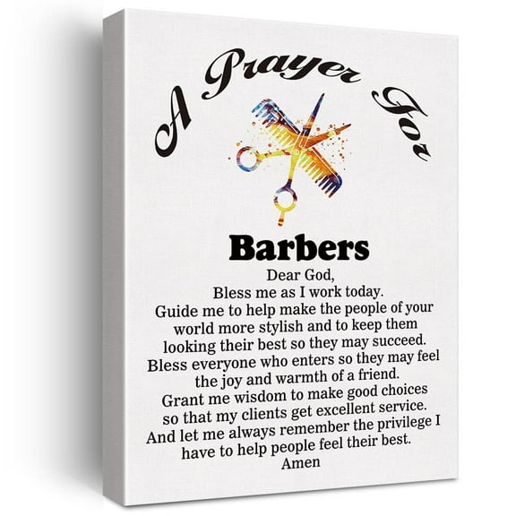 ad A Barber's Prayer Canvas Home Wall Art Decor Barber Gift Painting 11.5x15 Barbershop Poster Framed Ready to Hang yj