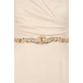 thumbnail image 4 of Adrianna Papell V-Neck 3-4 Sleeve Ruched Embellished Waist Zipper Back Metallic Knit Dress-CHAMPAGNE / 0, 4 of 6