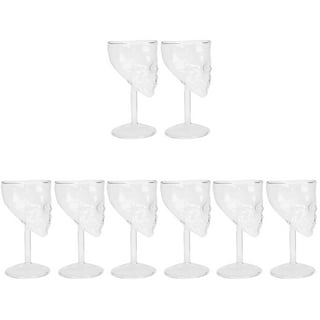 6 Pcs Skull Glass Wine Glass, Drinking Glass 2.8 oz Crystal Skull Cup，  Halloween Decorations Gifts