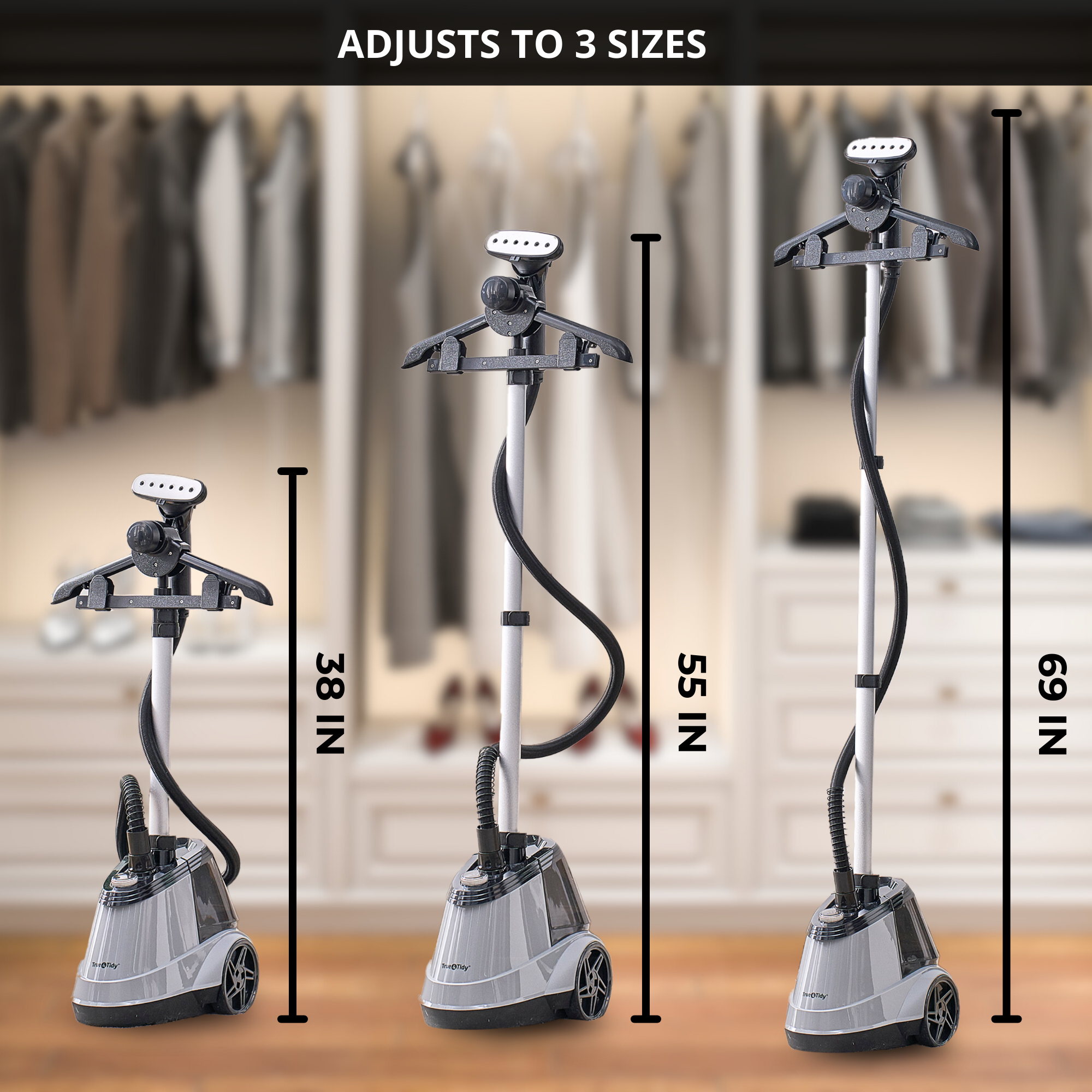 Restored True & Tidy Pro Commercial Heavy Duty Garment Steamer with 2.9L Water Tank and Adjustable Steam Settings, Gray (Refurbished)