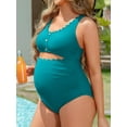 thumbnail image 5 of Sociala Maternity Square Neck One Piece Swimwear for Womens Modest Cut Out Bathing Suits Pregnancy Swimsuit, 5 of 8