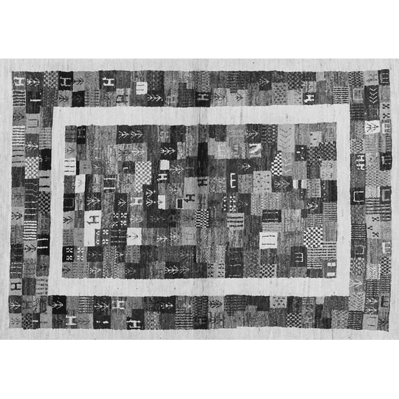 Ahgly Company Indoor Rectangle Abstract Gray Contemporary Area Rugs, 5' x 8'