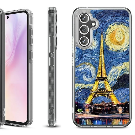 Shockproof Protective Phone Case for Samsung Galaxy A26 5G, by OneToughShield - Starry Night Eiffel