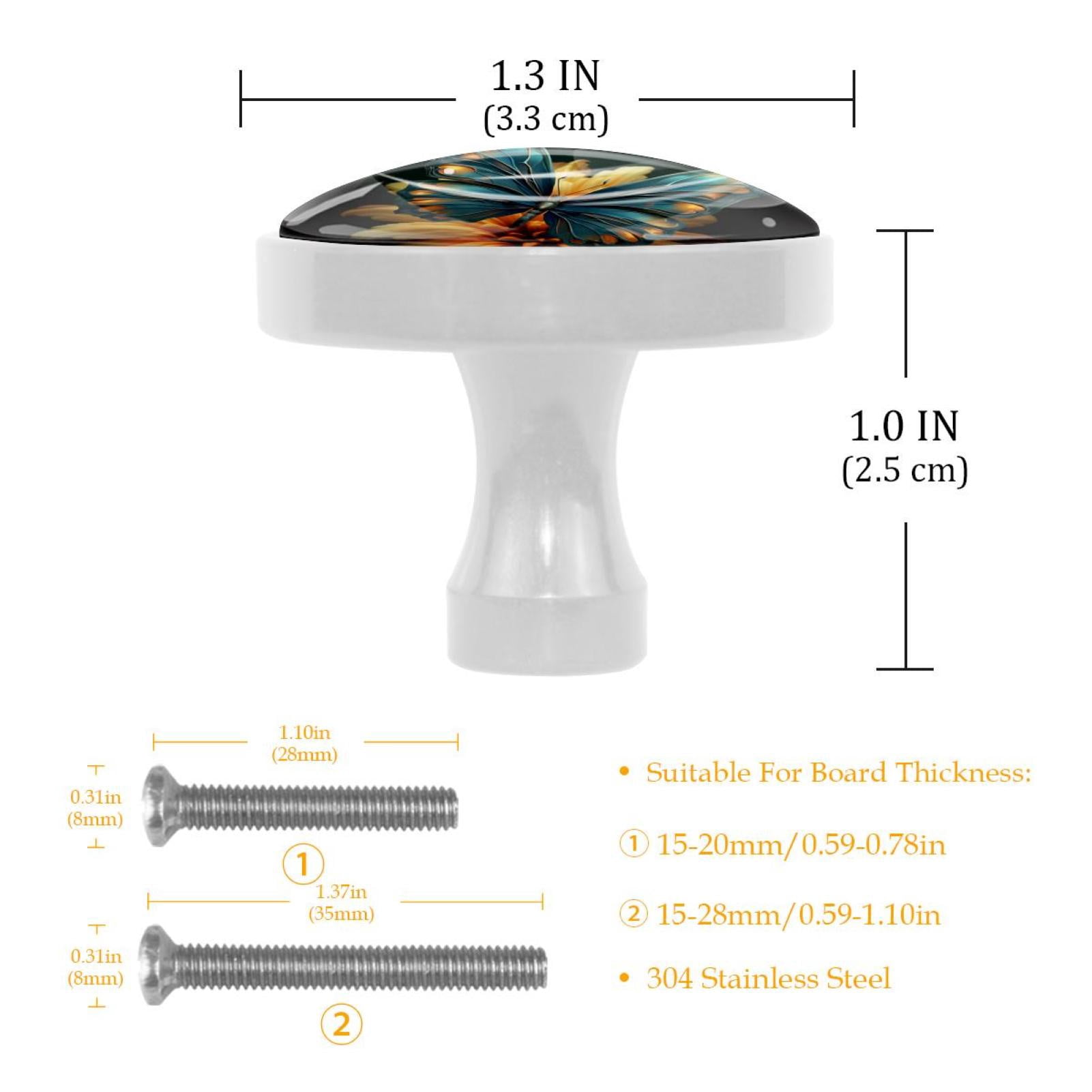 HemaKayy 4 Pack 1.3" Decorative Cabinet Knobs - Add Elegance to Your Handles and Pulls for Home, Kitchen, Furniture Decor - Unique and Exquisite Design - Turquoise Blue Butterfly Lily Flower