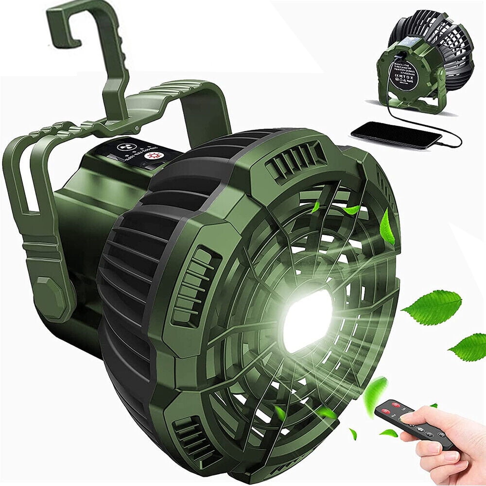 IC ICLOVER Outdoor Portable Tent Fan LED Light Rechargeable Hanging Camping Lantern + Remote