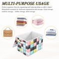 thumbnail image 6 of Yayeee Collapsible Cube Storage Bin with Lid Fabric Closet Decorative Basket with Handles, Gray Checkered Pattern, 6 of 7