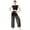 Black, variant on IBTOM CASTLE Women Two Piece Lyrical Dance Outfit Criss Cross Crop Tops + Mesh Tulle Wide Leg Pants Modern Contemporary Dancewear S Black