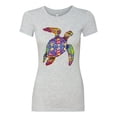 thumbnail image 2 of Colorful Rainbow Sea Turtle Animal Lover Womens Slim Fit Junior Tee, Heather Grey, Small, 2 of 3