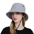 thumbnail image 2 of yunLCZ Fisherman Hat for Women Sun Hats for Women Men 3” Wide Brim UPF 50+ Fishing Beach Bucket Hats Denim Grey One Size, 2 of 5