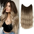 thumbnail image 2 of LHWEN Brown Wire Hair Extension Long Synthetic Clip In Wave Curly Hairpiece For Women 16 Inch Adjustable Size Transparent Headband Beauty Salon Straight Hair Fun Lace Wavy Curls Braided Hair, 2 of 8