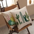 thumbnail image 6 of Summer Tropical Cactus Floral Decorative Throw Pillow Covers 18 x 18 inch Set of 4 Green Plants Flower Cotton Linen Burlap Square Outdoor Cushion Cover Pillow Case for Couch Car Sofa Bed Decor, 6 of 6