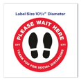 thumbnail image 4 of "Social Distancing Floor Decals, 10.5"" Dia, Please Wait Here, Red/white Face, Black Graphics, 5/pack | Bundle of 5 Packs", 4 of 7