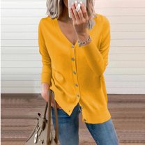QWZNDZGR Autumn And Winter New Knitted Cardigan Women's Loose Top With Sweater V-Neck Sweater Coat Women's Dress