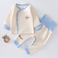 thumbnail image 2 of CAUYDY 12M 18M 24M 1T 2T Newborn Baby Pjs for Boys Toddler Fall Winter Clothes Set Long Sleeved Shirt and Elastic Pants 2 Piece Infant Outfits Cute Sizes 18-24 Months,Blue, 2 of 9