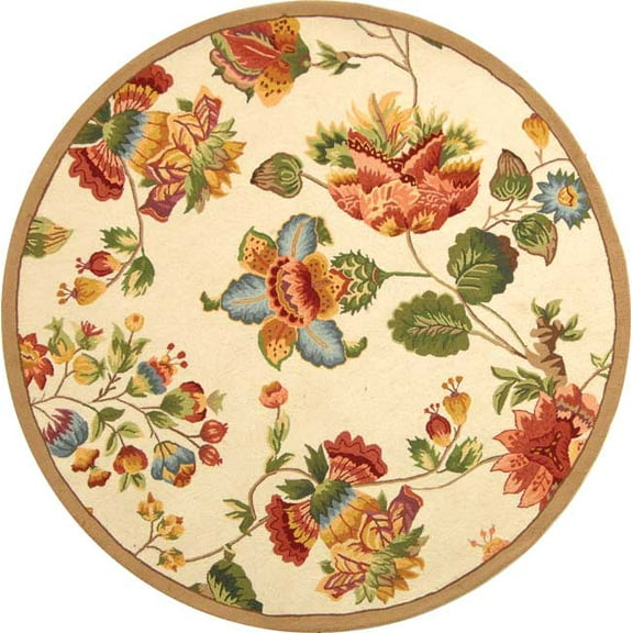 SAFAVIEH Chelsea Hayleigh Bordered Wool Area Rug, Ivory, 5'6" x 5'6" Round