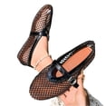 thumbnail image 3 of HTHLVMD Lightweight Slip‑On Flats, Pointed Toe Mesh Mary Jane Flats, Mesh Ballet Flats for Women Buckle Strap Comfy Casual Office Fishnet Ballerina Flat Shoes, Black 5.5, 3 of 6